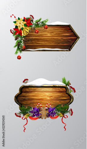 Fototapeta Naklejka Na Ścianę i Meble -  Vector wooden christmas board