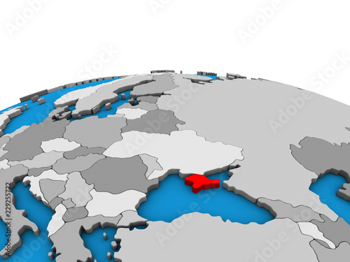 Crimea on political 3D globe.