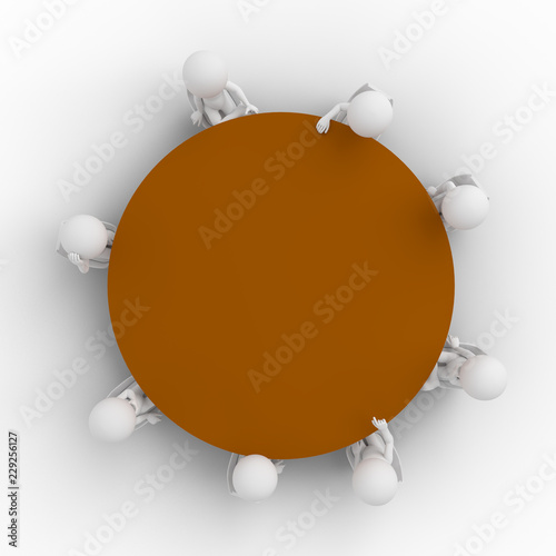 People sitting around a circle table to have a meeting