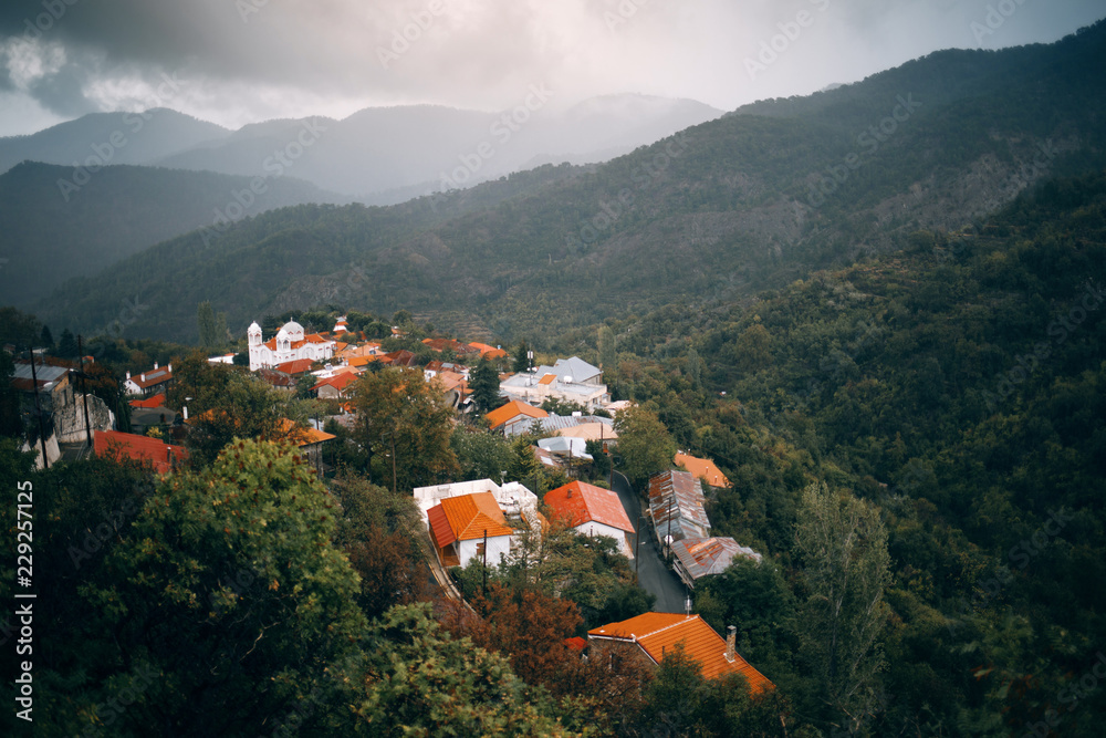 Small Troodos village on the mountains of Cyprus