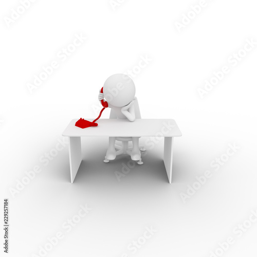 Stick business person on red phone