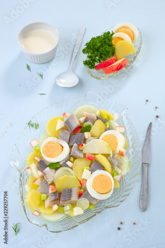 Salat mit Matjes und Ei photo