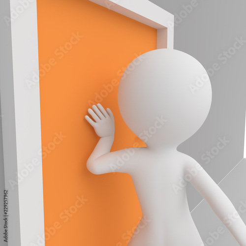 Character opening the door