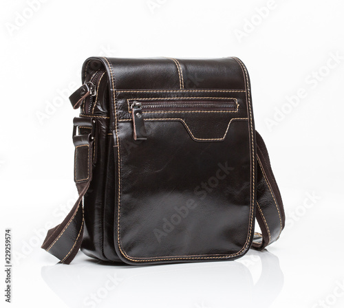 black leather men casual or business messenger case