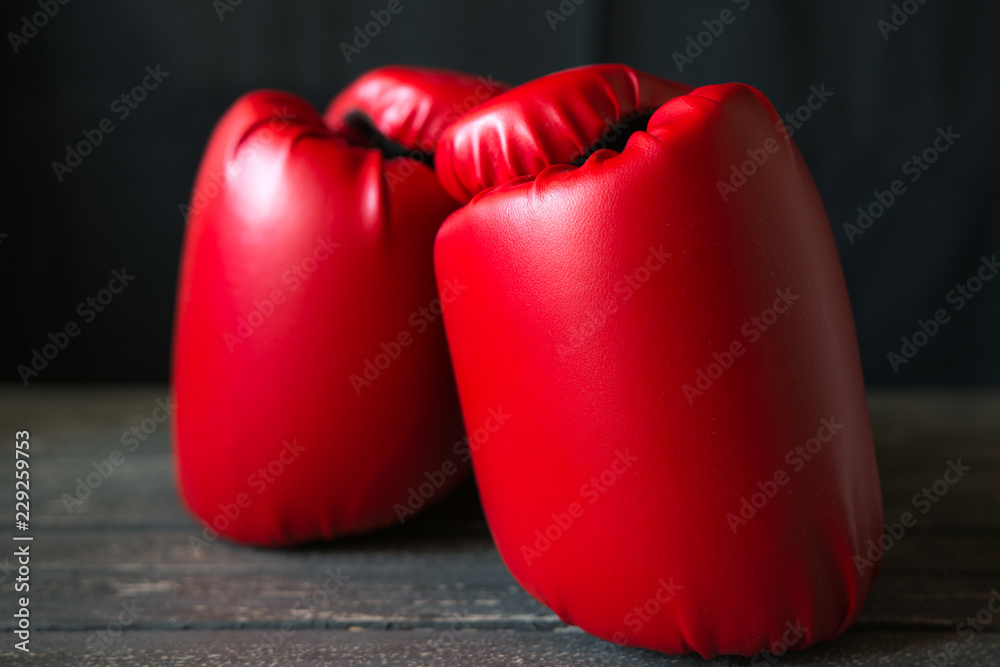 Kickboxing gloves left on the table