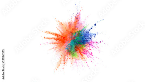 Konstfotografi Multi-color powder explosion on white background