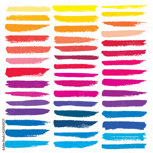 Set of brush stroke, Colorful ink grunge brush strokes. Vector illustration.