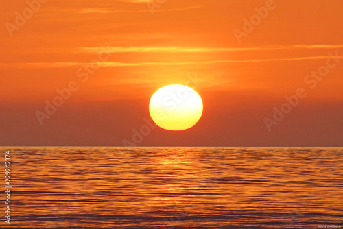sun on the sea in the sunset