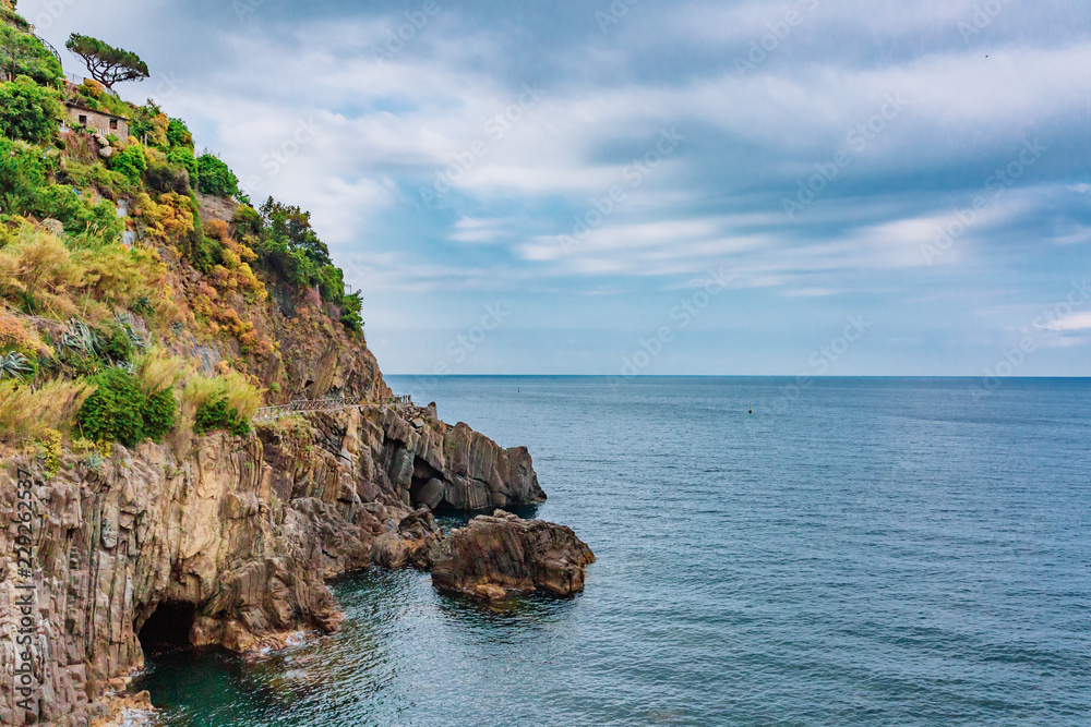 View of the sea from the Riomaggiore, Cinque Terre, Italy