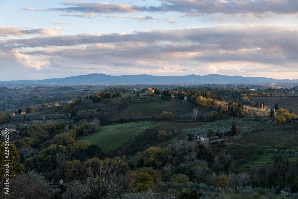 Tuscan panoramas seen from San Gimignano