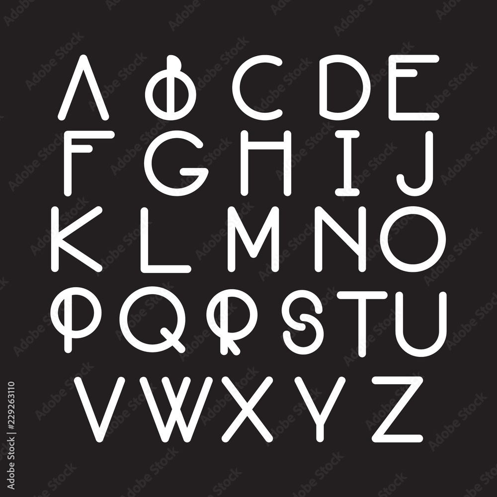 Modern font, typeface made in minimalistic style. Latin alphabet ...