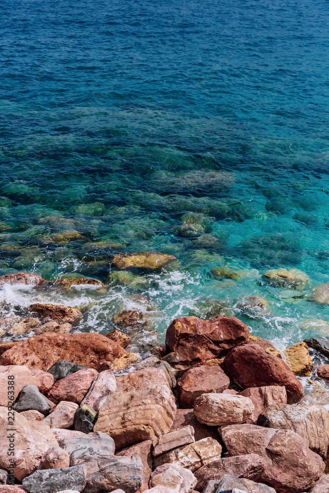 Big rocks by the blue sea in Monterosso, Cinque Terre, Italy Big rocks by the blue sea in Monterosso, Cinque Terre, Italy