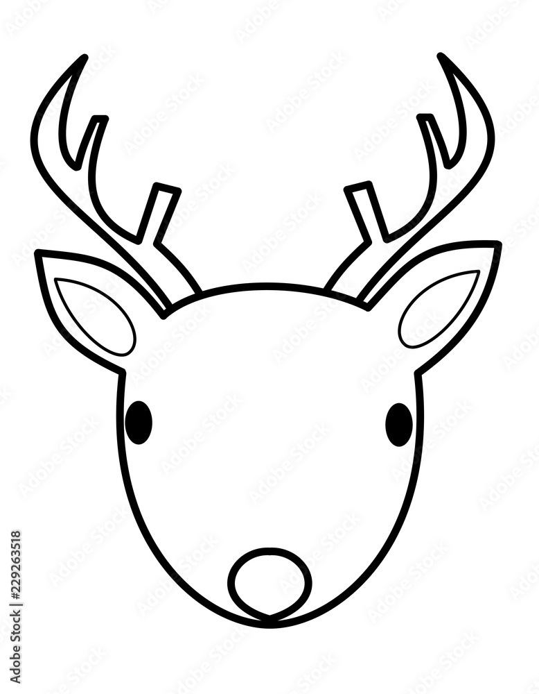鹿の顔ツノ 線画 Stock イラスト Adobe Stock