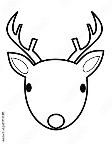 鹿の顔ツノ(線画)