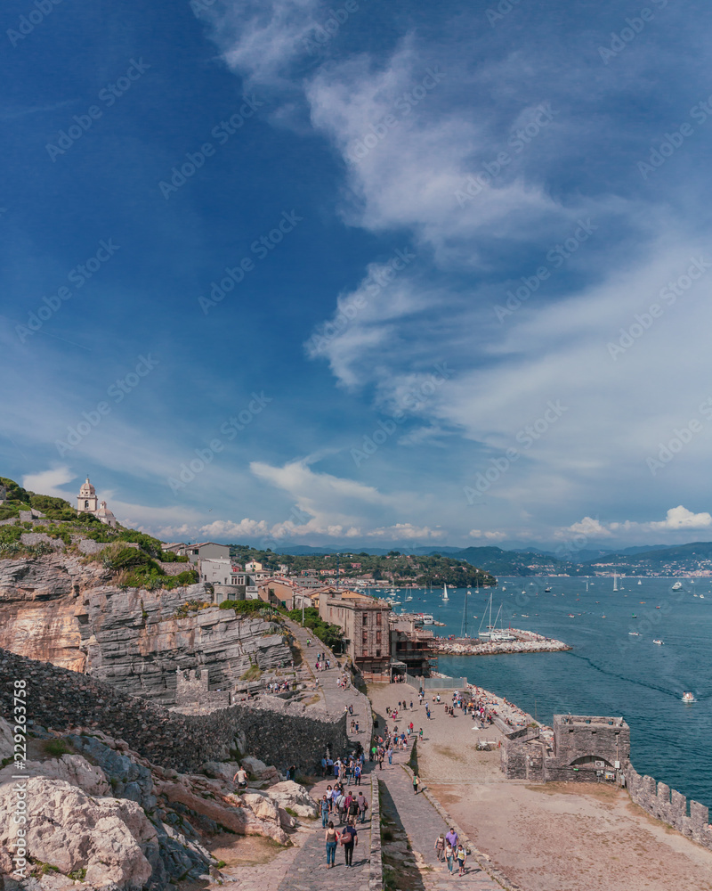 View of Porto Venere and landscape, near Cinque Terre, Italy