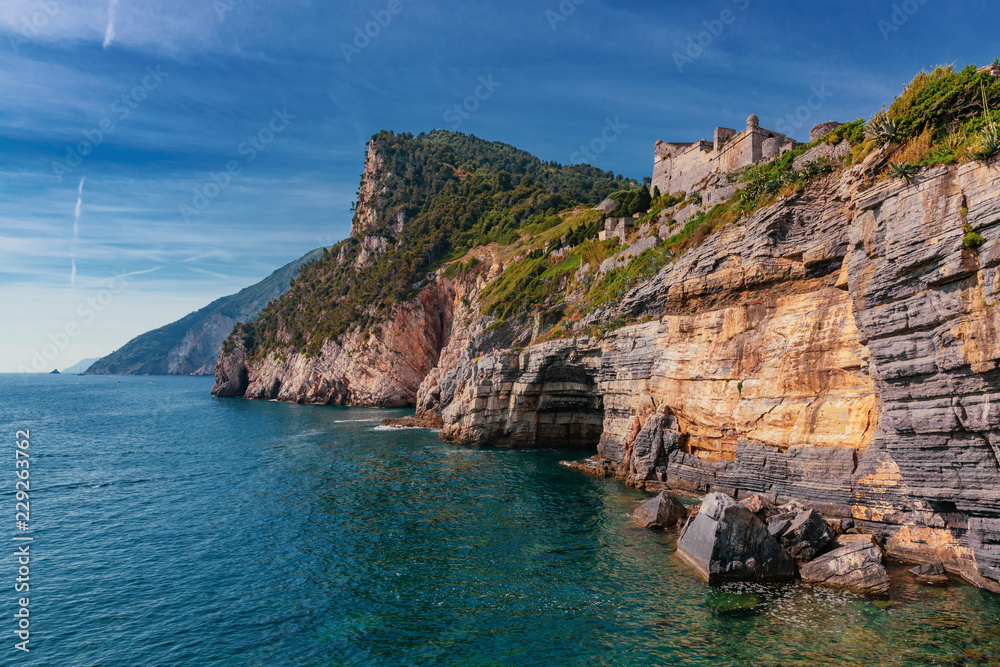 Landscape viewed from Porto Venere near Cinque Terre, Italy