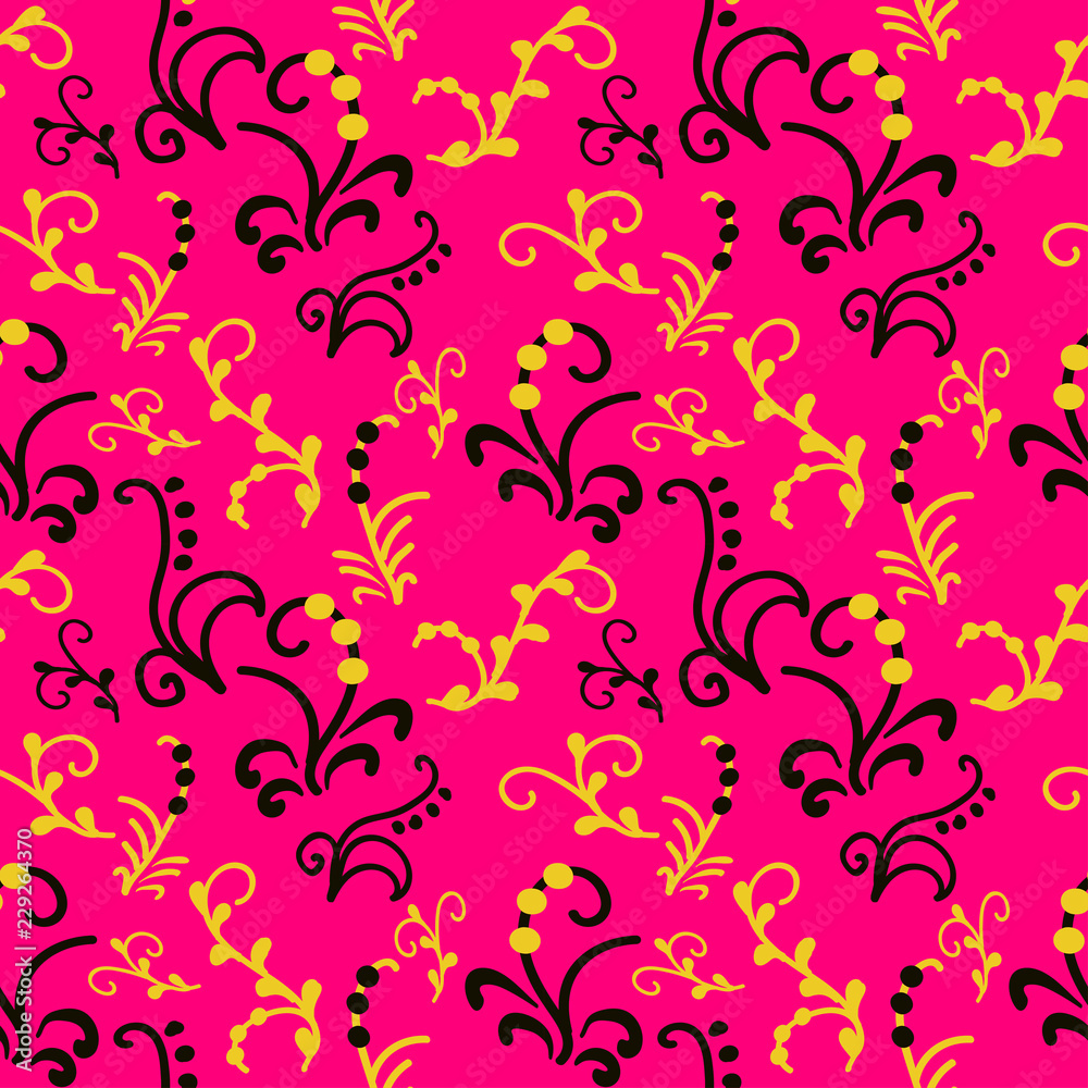yellow and black flowers on a pink color yellow and black flowers on a pink color