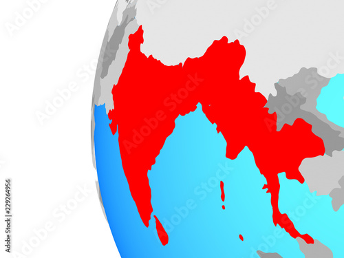 BIMSTEC memeber states on blue political globe. photo