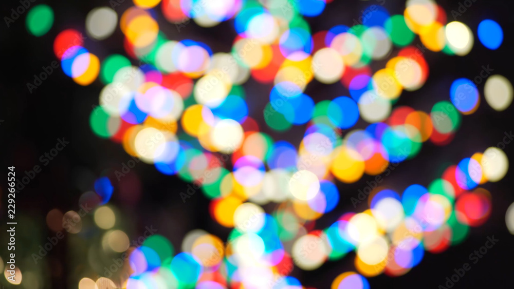 Multi-colored bokeh in a tree form for green screen