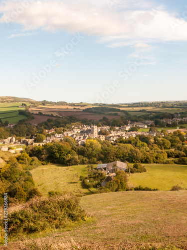 corfe castle dorset holiday skyline blue clouds nature landscape building ruins medieval summer day