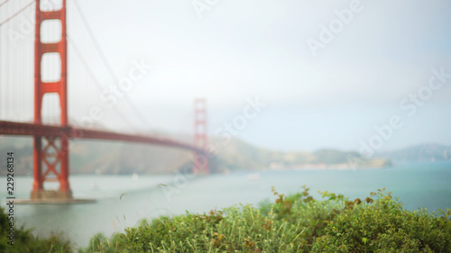 San Francisco Golden Gate bridge seen from nearby trail
