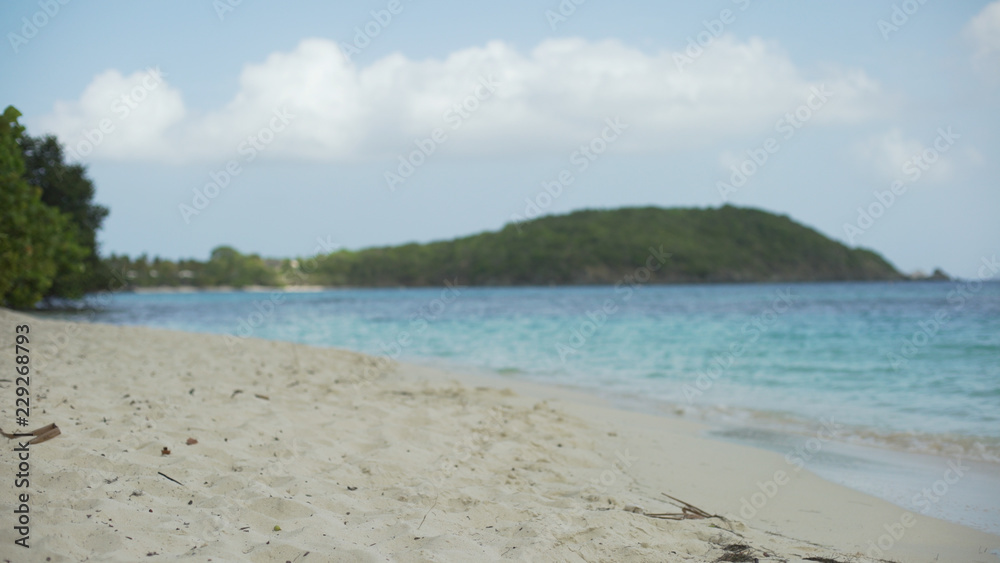 Background Plate of Sand-level shot of the Caribbean shoreline for green screen