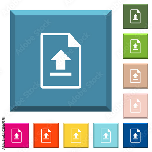 Upload file white icons on edged square buttons