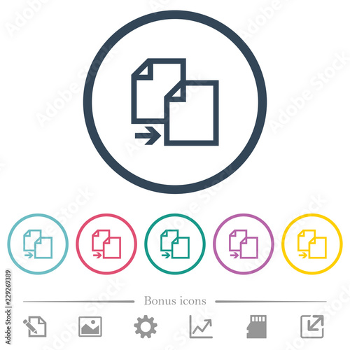 Copy item flat color icons in round outlines