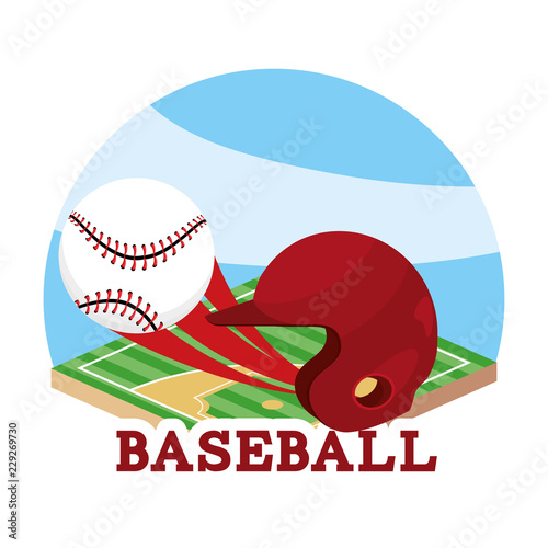 baseball sport game and helmet with ball