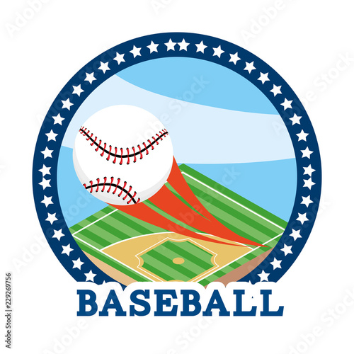 circle sticker with baseball ball equipment