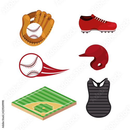 set baseball sport uniform and professional equipment