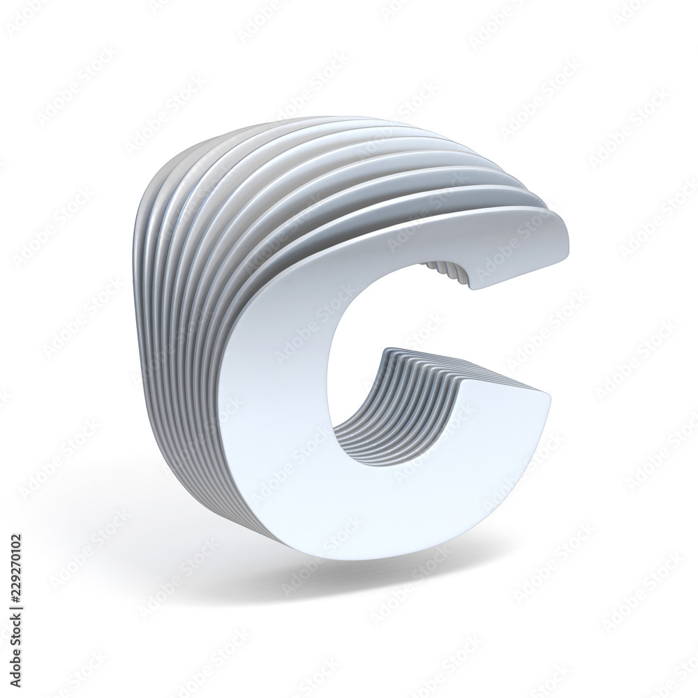 Curved paper sheets Letter C 3D Curved paper sheets Letter C 3D
