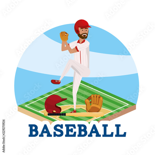 baseball player with professional sport uniform