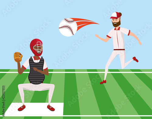 baseball game and players competition with ball