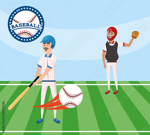 baseball players competition with uniform in the field