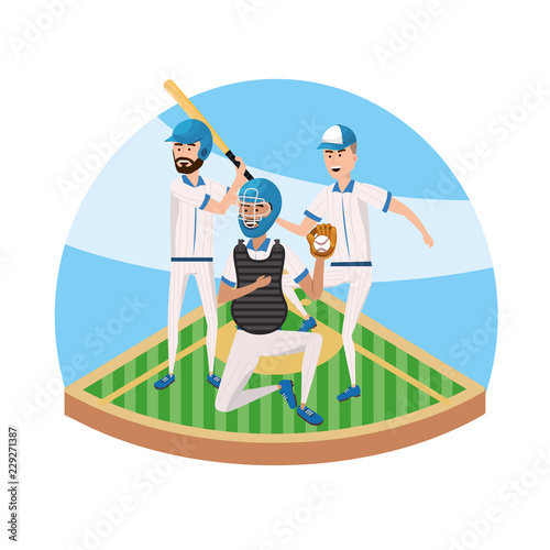 baseball players teamwork in the professional field