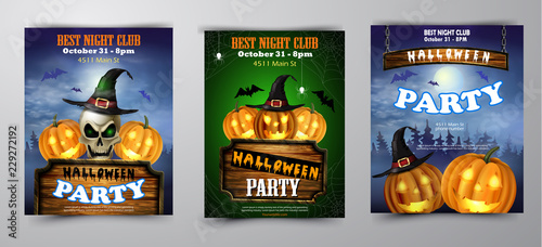 Halloween vertical background with pumpkins