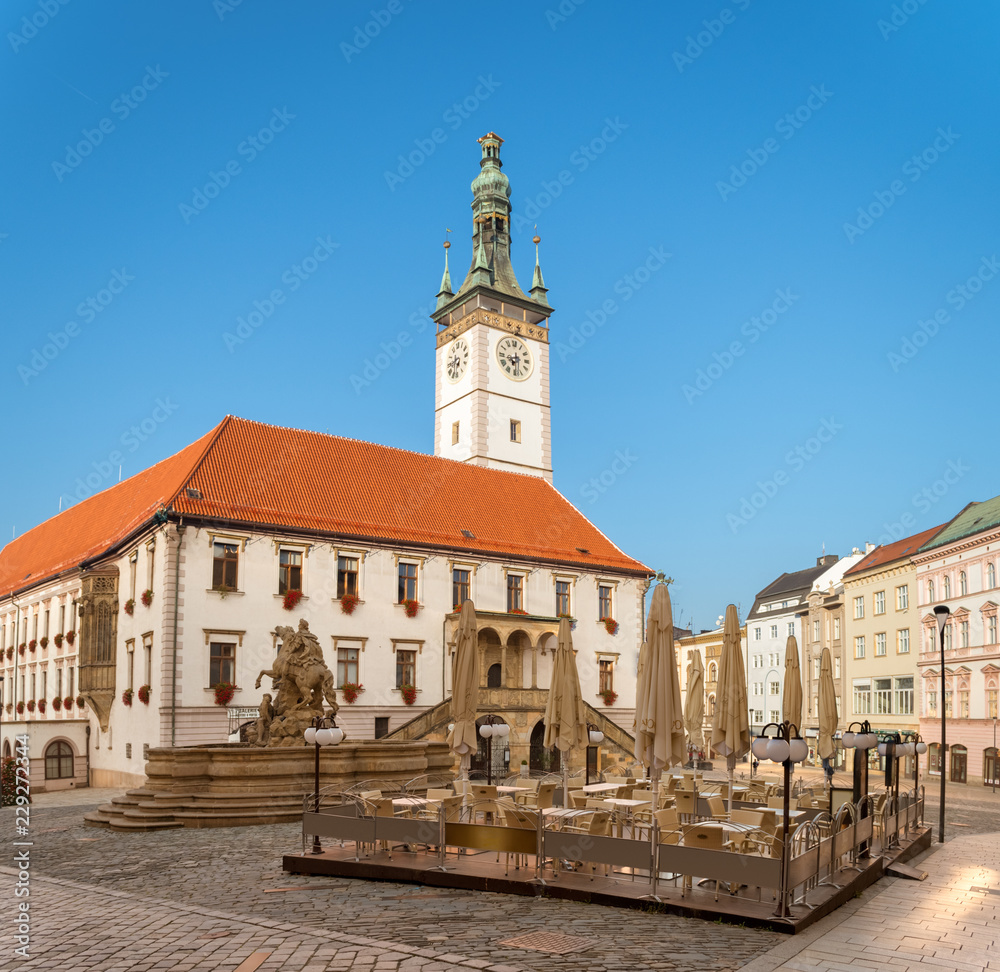 Olomouc Town Hall with the Astronomical Clock on Horni Namesti (Upper Square in Czech) in the morning