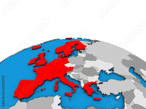 Fototapeta Naklejka Na Ścianę i Meble -  Western Europe on political 3D globe.