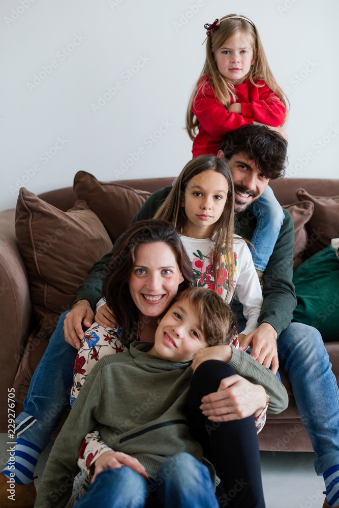 Happy family playing together at home. Happy family playing together at home.