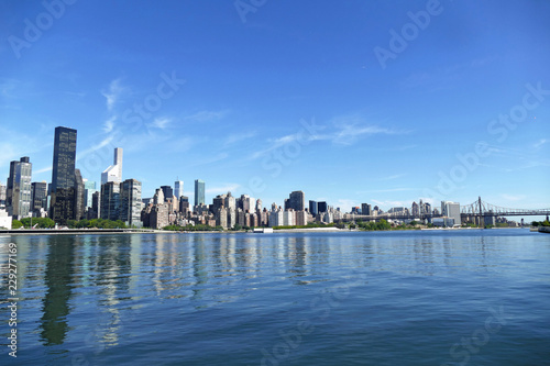 New York City Skyline, East River and Manhattan, New York waterfront with Queensboro Bridge in background