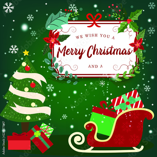 Merry Christmas and Happy New Year on a red background, Christmas advertising concept. design vector with copy space.
