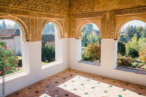 Moorish room inside of Generalife in the Alhambra, Granada.