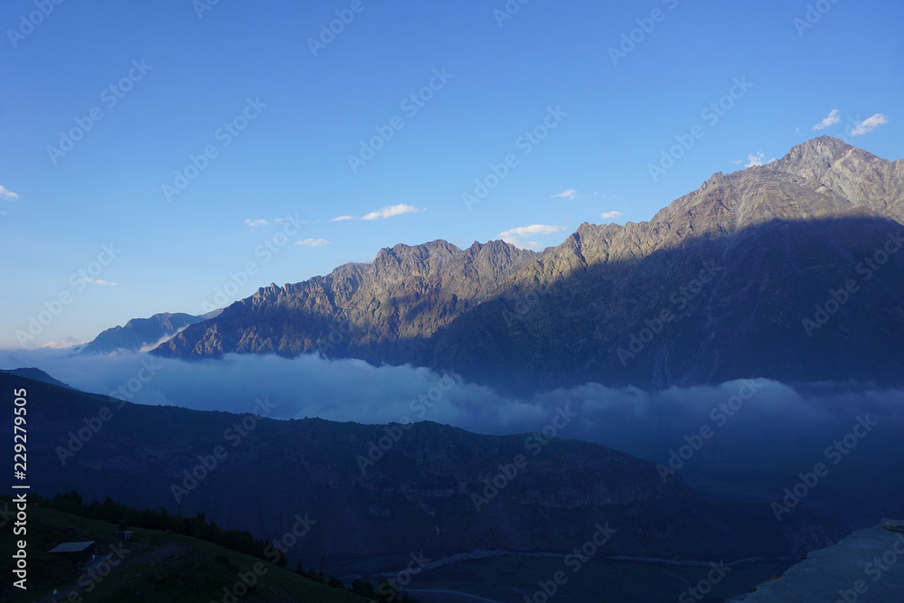Stepantsminda Mountain Panorama Landscape View Stepantsminda Mountain Panorama Landscape View