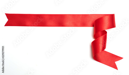 red ribbon banner on white