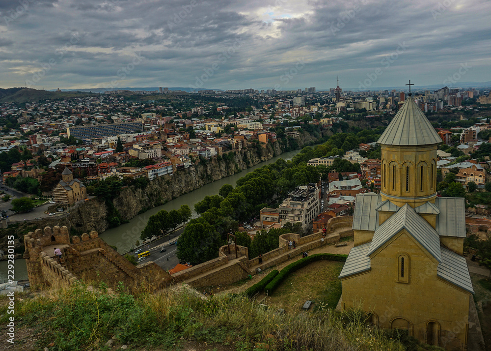 Tbilisi Narikala Church and Mtkvari River