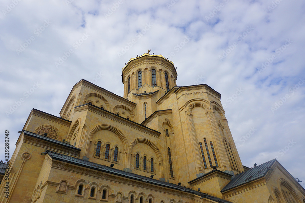 Tbilisi Sameba Cathedral Sloping Position View Tbilisi Sameba Cathedral Sloping Position View