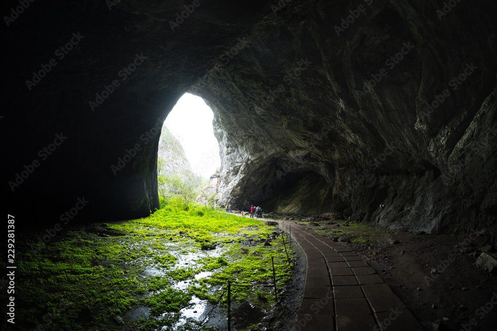 Entrance to the Kapova Cave located in the Shulgan Tash Nature Reserve, Ural, Russia