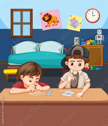 Two boy snorting cocaine