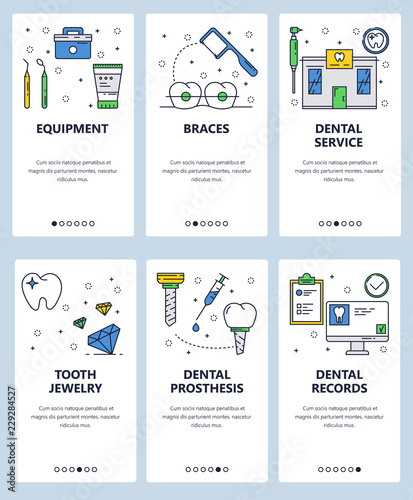 Vector line art web and mobile app template set